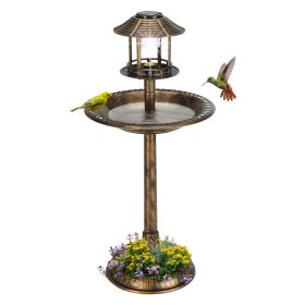 Bronze, With Solar Light, Bird Bath 51x51x106cm Plastic Round (Option: Bronze) Bronze, With Solar Light, Bird Bath 51x51x106cm Plastic Round (Option: Bronze)